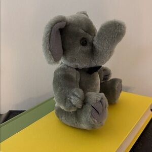 Steven Smith Gray Elephant Plush Toy with black Bow Tie - vintage
